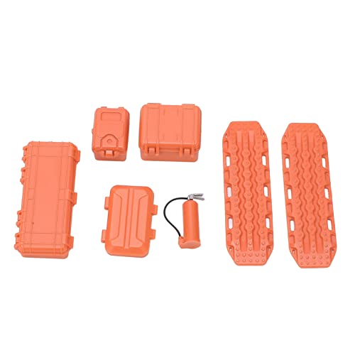 ZAWELIYO RC Auto Feuerlöscher Escape Board Set - Simulation Werkzeug Kasten, Gepäck & Feuerlöscher Set für 1/18 & 1/24 Crawler (Orange) von ZAWELIYO