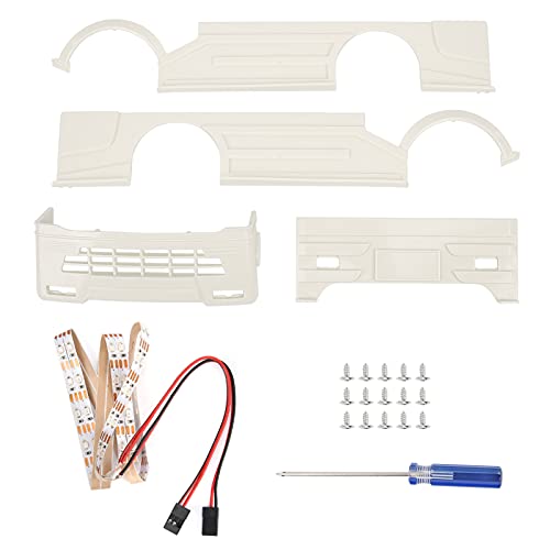 ZAWELIYO RC Wide Body Kit mit Großer Surround-Auspuffdekoration, LED-Licht, für WPL D12 RC Truck Weiß, Rüsten Sie Ihr Modellfahrzeug auf (Blau) von ZAWELIYO