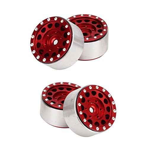 ZAWELIYO Zawelyio 4pcs RC Beadlock Wheel -Hubs - Aluminiumlegierung RC Rad Felgen Hub Kompatibel mit 1/18 & Axial Scx24 1/24 RC -Autos (Rot) von ZAWELIYO