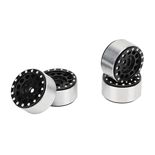 ZAWELIYO Zawelyio 4pcs RC Beadlock Wheel -Hubs - Aluminiumlegierung RC Rad Felgen Hub Kompatibel mit 1/18 & Axial Scx24 1/24 RC -Autos (Schwarz) von ZAWELIYO