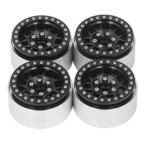 ZAWELYIO 4PCS 1,9 CNC Beadlock -Aluminium Legierung 12mm Sechs Kant Naben mit 56mm Durchmesser Kompatibel mit Axial SCX10 Serie & 1/10 Scale Rock Crawler (Schwarz) von ZAWELIYO