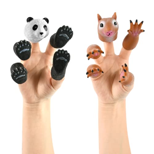 Fingerpuppen Gummi, Tierische Fingerpuppen für Kinder, Fingerpuppen, Interaktives Katzenspielzeug, Mini Finger Fingerpuppen, Eichhörnchen Handfingerpuppe, Panda Fingerpuppe, Tierfingerpuppen von ZAZOOT