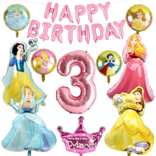 Prinzessin Folienballon Geburtstag, 3. Folienballon Prinzessin, Prinzessin Ballon, Princess Geburtstag Luftballons Banner, Prinzessin Geburtstagsdeko, Geburtstag Luftballons Mädchen von ZAZOOT