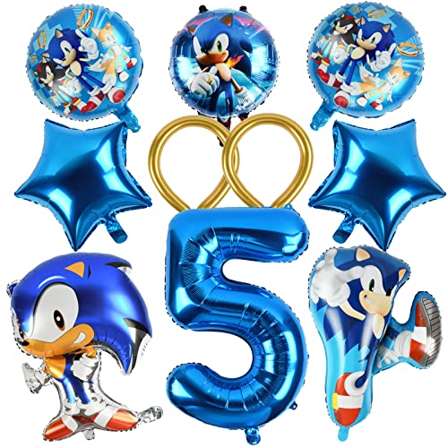 Sonic Geburtstagsfeier 5. Dekoration, Sonic Luftballon Geburtstag 5, Geburtstag 5 Jahr Junge, Hedgehog Luftballons Geburtstag 5, Sonic Party Luftballon, Hedgehog Decoration Supplies Luftballons von ZAZOOT