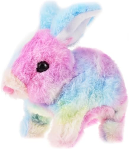 ZBATHTOY Hüpfendes Kaninchen, Interaktive Spielzeug Kaninchen mit Geräuschen Bewegungen Animiertes Gehen Wackeln Ohren Zucken Nase, Ostern Plüschhase für Ostern Geschenke Boys Girls (Blue) von ZBATHTOY