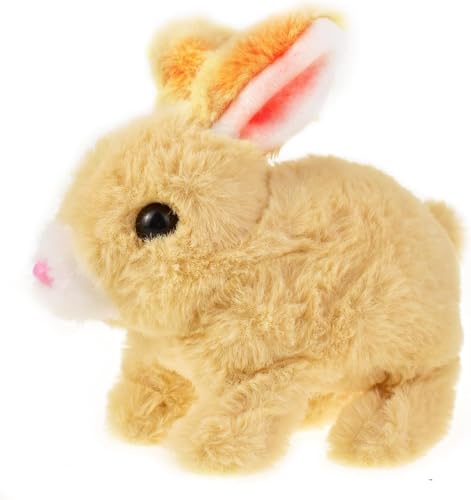 ZBATHTOY Hüpfendes Kaninchen, Interaktive Spielzeug Kaninchen mit Geräuschen Bewegungen Animiertes Gehen Wackeln Ohren Zucken Nase, Ostern Plüschhase für Ostern Geschenke Boys Girls (Yellow) von ZBATHTOY