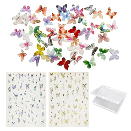 50 3D-Schmetterlinge, 2 Nailart-Aufkleber, 1 Transparente Aufbewahrungsbox, Nailart-Schmetterlingsdekoration, 3D-Schmetterlingsharz, Mini-Schmetterlinge, DIY-Bastelzubehör 50 3D-Schmetterlinge, 2 Nailart-Aufkleber, 1 Transparente Aufbewahrungsbox, Nailart-Schmetterlingsdekoration, 3D-Schmetterlingsharz, Mini-Schmetterlinge, DIY-Bastelzubehör von ZBHDEYG