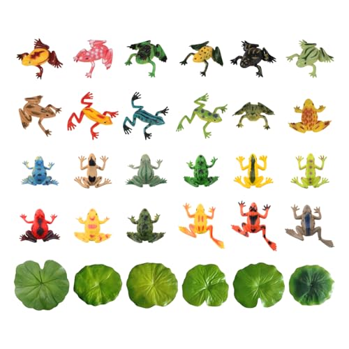 ZBHDEYG 24 Froschspielzeuge, 6 Simulationslotusblätter, Mini-Froschspielzeug, Tierbadespielzeug, schwimmendes Froschspielzeug, Teichdekorationszubehör ZBHDEYG 24 Froschspielzeuge, 6 Simulationslotusblätter, Mini-Froschspielzeug, Tierbadespielzeug, schwimmendes Froschspielzeug, Teichdekorationszubehör von ZBHDEYG