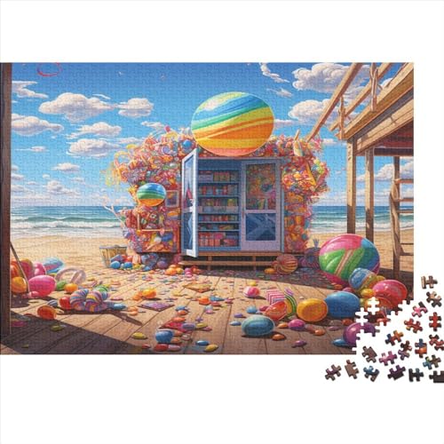 Beach Shop 1000pcs (75x50cm) Festliches Puzzle Für Erwachsene Bunte Strand Rätsel,herausforderndes Spiel,DIY Geschicklichkeitsspiele Für Die Ganze Familie von ZBOLI