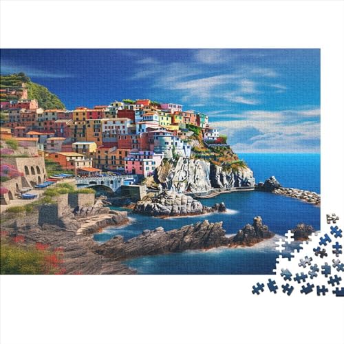 Cinque Terre 1000pcs (75x50cm) Festliches Puzzle Für Erwachsene Schönes Dorf Rätsel,herausforderndes Spiel,DIY Geschicklichkeitsspiele Für Die Ganze Familie von ZBOLI