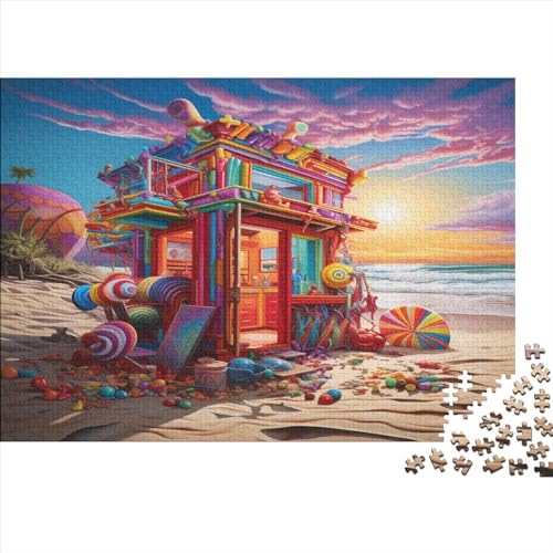 DIY Puzzles 1000pcs (75x50cm) Für Erwachsene Beach Shop Puzzles Für Erwachsene Puzzle-Lernspiele Bunte Strand von ZBOLI