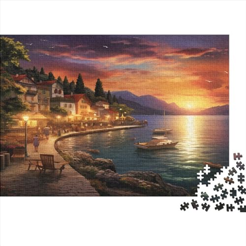 DIY Puzzles 1000pcs (75x50cm) Für Erwachsene Harbor Sunset Puzzles Für Erwachsene Puzzle-Lernspiele Küstenstadt von ZBOLI
