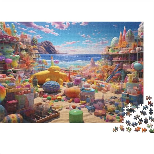DIY Puzzles 300pcs (40x28cm) Für Erwachsene Beach Shop Puzzles Für Erwachsene Puzzle-Lernspiele Bunte Strand von ZBOLI