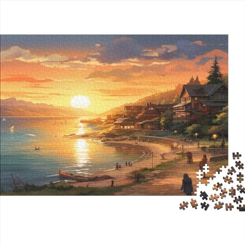 Harbor Sunset 1000pcs (75x50cm) Festliches Puzzle Für Erwachsene Küstenstadt Rätsel,herausforderndes Spiel,DIY Geschicklichkeitsspiele Für Die Ganze Familie von ZBOLI