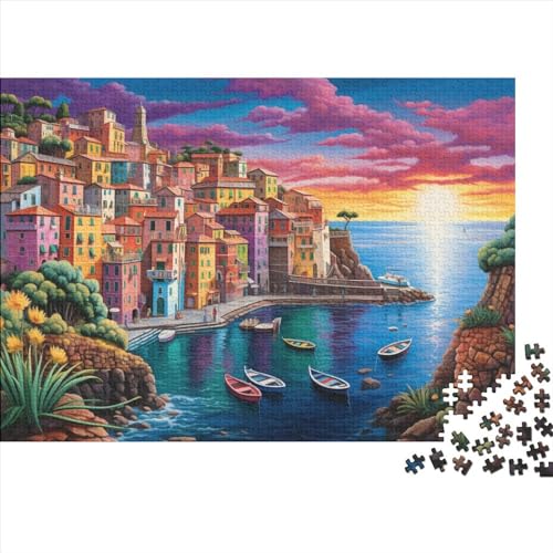 Harbor Sunset 1000pcs (75x50cm) Festliches Puzzle Für Erwachsene Küstenstadt Rätsel,herausforderndes Spiel,DIY Geschicklichkeitsspiele Für Die Ganze Familie von ZBOLI