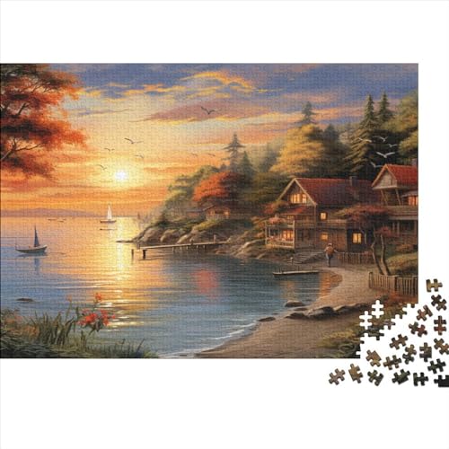 Harbor Sunset 500pcs (52x38cm) Festliches Puzzle Für Erwachsene Küstenstadt Rätsel,herausforderndes Spiel,DIY Geschicklichkeitsspiele Für Die Ganze Familie von ZBOLI