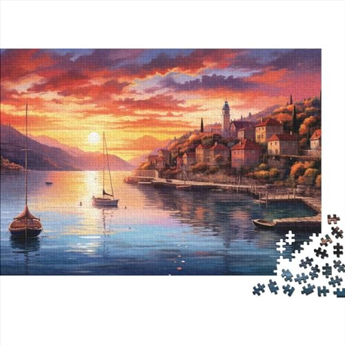 Harbor Sunset Puzzle 1000pcs (75x50cm),Puzzle Für Erwachsene,Impossible Puzzle,Geschicklichkeitsspiel Für Die Ganze Familie,Puzzle Farbenfrohes,Küstenstadt von ZBOLI