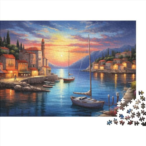 Harbor Sunset Puzzles 300pcs (40x28cm) Für Erwachsene Küstenstadt Puzzle Lernspiele Heimdekorationspuzzle von ZBOLI