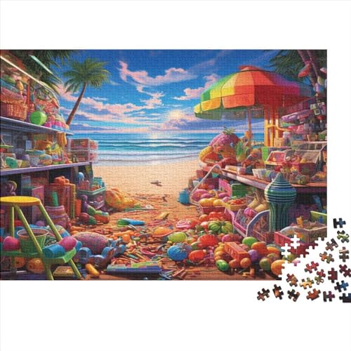 Puzzles 1000pcs (75x50cm) Für Erwachsene Beach Shop Puzzles Für Erwachsene Puzzle-Lernspiele Bunte Strand von ZBOLI