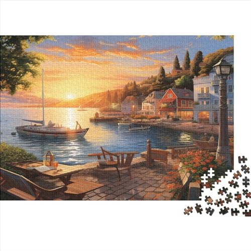 Puzzles 300pcs (40x28cm) Für Erwachsene Harbor Sunset Puzzles Für Erwachsene Puzzle-Lernspiele Küstenstadt von ZBOLI