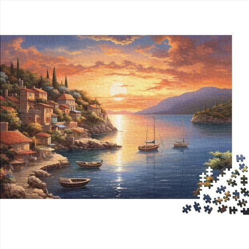 Puzzles 500pcs (52x38cm) Für Erwachsene Harbor Sunset Puzzles Für Erwachsene Puzzle-Lernspiele Küstenstadt von ZBOLI