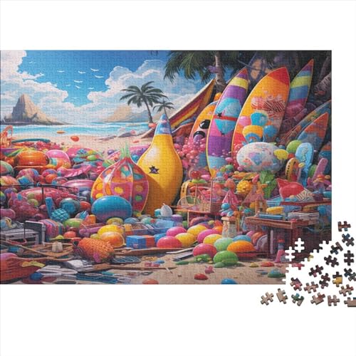 Puzzles Für Erwachsene 1000pcs (75x50cm) Beach Shop Puzzles Für Erwachsene Anspruchsvolles Spiel Bunte Strand Heimdekorationspuzzle von ZBOLI