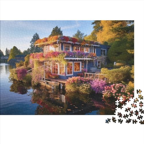 Seehaus Puzzles 1000pcs (75x50cm) Für Erwachsene Lake View Puzzle Lernspiele Heimdekorationspuzzle von ZBOLI