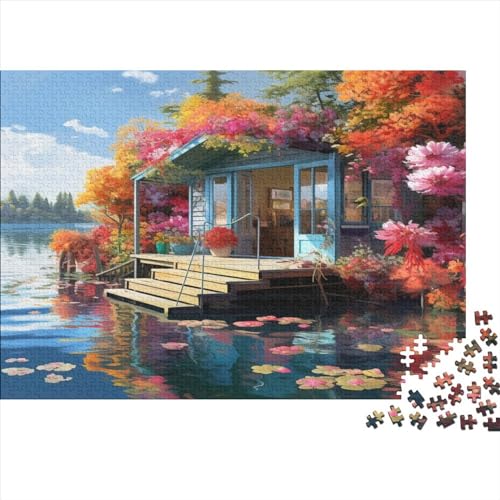 Seehaus Puzzles 1000pcs (75x50cm) Für Erwachsene Lake View Puzzle Lernspiele Heimdekorationspuzzle von ZBOLI