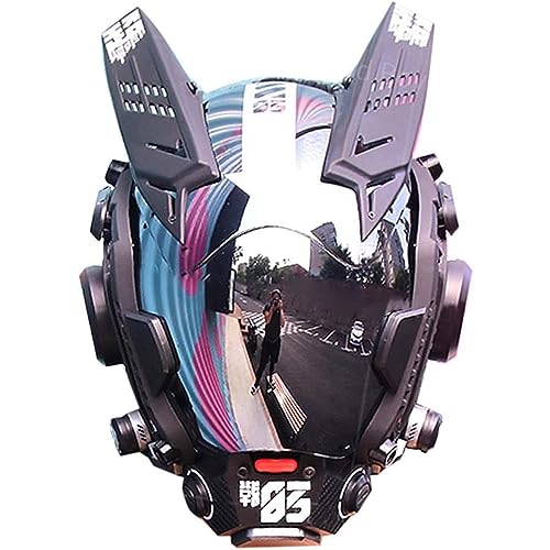 ZCBYBT Cosplay Kopfbedeckung Voll Cyberpunk Maske Sci-Fi Mechanische Cos Requisiten Für Maskerade Halloween Party,Weiß,One Size von ZCBYBT