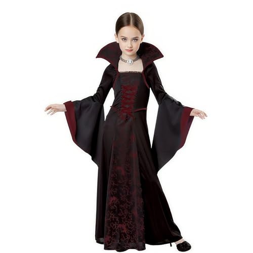 ZCJ Vampir Kostüm Mädchen - Mittelalterliches Vampirkleid Halloween Kinderkostüm, Kinderkostüm Vampirin Kleid - für Fasching Karneval Mottoparty (Vampirin, Königin, Gothic), schwarz 140 von ZCJ