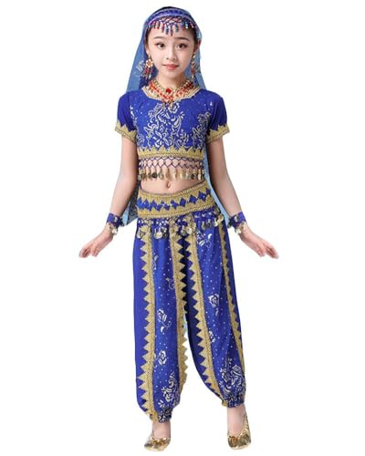 ZCXCsfp Bauchtanz-Kostüm für Mädchen, Bollywood-Bauchtanz-Kostüm, Bühnenoberteil und Laternenhose mit Glöckchen, Kostüm, Karneval, Tänzerin, Outfit, Anzug, Baoblue8cs, 36 ZCXCsfp Bauchtanz-Kostüm für Mädchen, Bollywood-Bauchtanz-Kostüm, Bühnenoberteil und Laternenhose mit Glöckchen, Kostüm, Karneval, Tänzerin, Outfit, Anzug, Baoblue8cs, 36 von ZCXCsfp