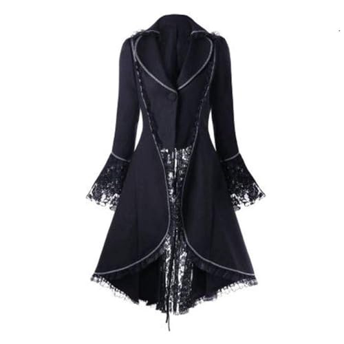 ZCXCsfp Damen Gothic Frack Vintage Weihnachten Party Smoking Punk Walking Jacke Damen Mittelalter Viktorianische Renaissance Vintage Smoking Klied Jacke (Schwarz, XL) von ZCXCsfp