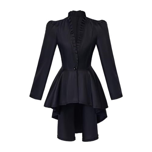 ZCXCsfp Damen Steampunk Jacke Gothic Frack Damen Mittelalter Viktorianischen Mäntel Renaissance Vintage Smoking Mantel für Damen Halloween Kostüm Karneval Party Cosplay Kleidung (Schwarz, S) von ZCXCsfp