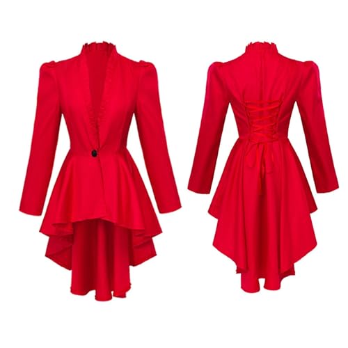ZCXCsfp Damen Steampunk Jacke Gothic Frack Damen Mittelalter Viktorianischen Mäntel Renaissance Vintage Smoking Mantel für Frauen Halloween Kostüm Karneval Party Cosplay Kleidung, rot, 50 ZCXCsfp Damen Steampunk Jacke Gothic Frack Damen Mittelalter Viktorianischen Mäntel Renaissance Vintage Smoking Mantel für Frauen Halloween Kostüm Karneval Party Cosplay Kleidung, rot, 50 von ZCXCsfp