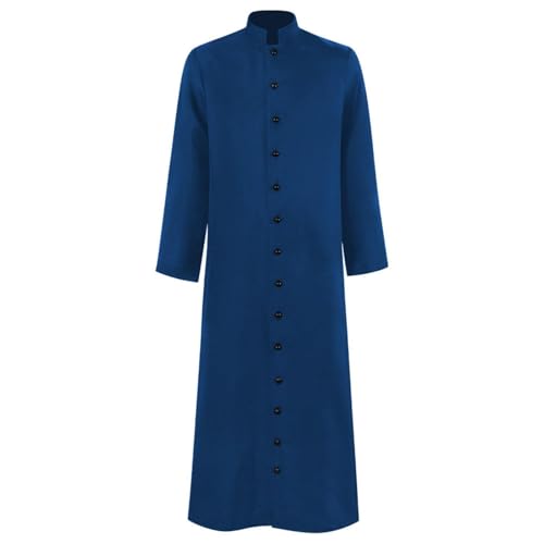 ZCXCsfp Herren Gothic Frack Steampunk Jacke Viktorianischen Karneval Kostüm Vintage Jacke Smoking Mittelalter Gehrock Oberbekleidung Mittelalter Priester Kostüm für Männer (Blau, L) von ZCXCsfp