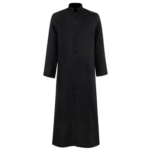 ZCXCsfp Herren Gothic Frack Steampunk Jacke Viktorianischen Karneval Kostüm Vintage Jacke Smoking Mittelalter Gehrock Oberbekleidung Mittelalter Priester Kostüm für Männer (Schwarz, M) von ZCXCsfp
