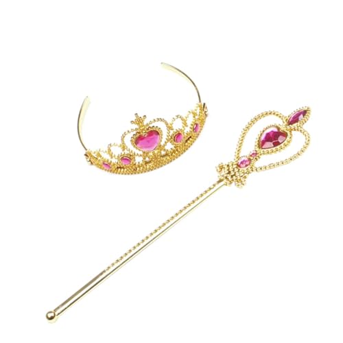 ZCXCsfp Prinzessinnen-Diadem, Feen-Zauberstab, kleine Mädchen, Prinzessinnenkrone, Diadem und Zauberstab, Prinzessinnen-Cosplay, Kostümzubehör, 1 Set (Gold) von ZCXCsfp