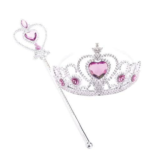 ZCXCsfp Prinzessinnen-Diadem, Feen-Zauberstab, kleine Mädchen, Prinzessinnenkrone, Diadem und Zauberstab, Prinzessinnen-Cosplay, Kostümzubehör, 1 Set (Rosy) von ZCXCsfp