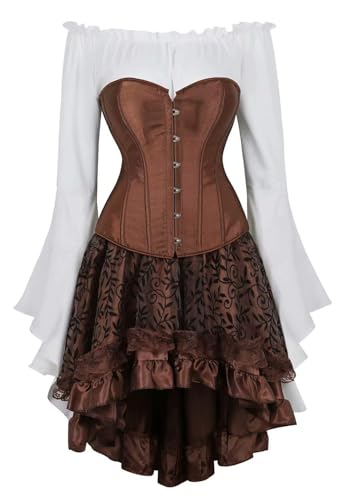 ZCXCsfp Renaissance-Kostüm für Damen, mittelalterliches Kleid, irisch, luxuriös, viktorianisch, Vintage, Halloween, Cosplay (3-teiliges Set, 7XL) von ZCXCsfp