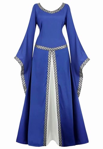 ZCXCsfp Renaissance-Kostüm für Damen, mittelalterliches Kleid, irisch, luxuriös, viktorianisch, Vintage, Halloween, Cosplay (Königsblau, Größe 3XL) von ZCXCsfp