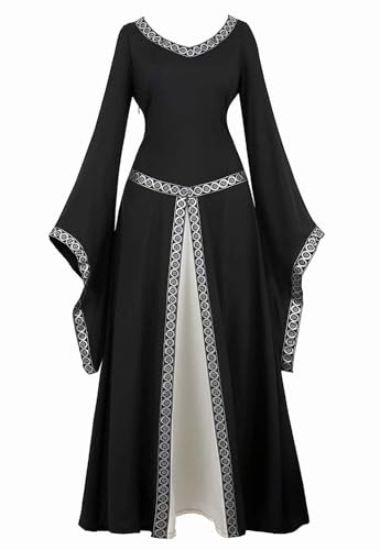 ZCXCsfp Renaissance-Kostüm für Damen, mittelalterliches Kleid, irisch, viktorianisch, Vintage, Halloween, Cosplay, Schwarz , 32 ZCXCsfp Renaissance-Kostüm für Damen, mittelalterliches Kleid, irisch, viktorianisch, Vintage, Halloween, Cosplay, Schwarz , 32 von ZCXCsfp