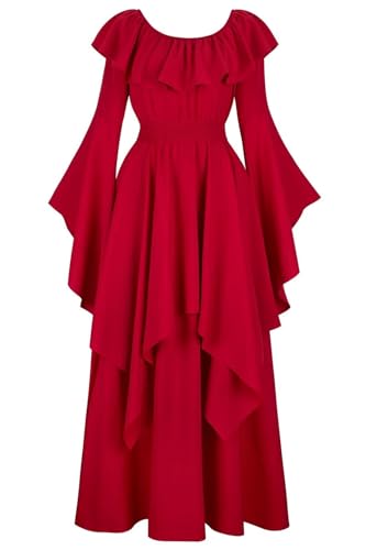 ZCXCsfp Renaissance-Kostüm für Damen, mittelalterliches Kleid, irisch, viktorianisch, Vintage, Halloween, Cosplay, Weinrot 6701, XS ZCXCsfp Renaissance-Kostüm für Damen, mittelalterliches Kleid, irisch, viktorianisch, Vintage, Halloween, Cosplay, Weinrot 6701, XS von ZCXCsfp