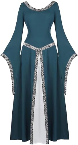 ZCXCsfp Renaissance-Kostüm für Damen, mittelalterliches Kleid, irisch, viktorianisch, Vintage, Halloween, Cosplay, dunkelgrün, 50 ZCXCsfp Renaissance-Kostüm für Damen, mittelalterliches Kleid, irisch, viktorianisch, Vintage, Halloween, Cosplay, dunkelgrün, 50 von ZCXCsfp