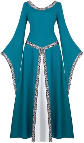 ZCXCsfp Renaissance-Kostüm für Damen, mittelalterliches Kleid, irisch, viktorianisch, Vintage, Halloween, Cosplay, ozeanblau, 32 ZCXCsfp Renaissance-Kostüm für Damen, mittelalterliches Kleid, irisch, viktorianisch, Vintage, Halloween, Cosplay, ozeanblau, 32 von ZCXCsfp