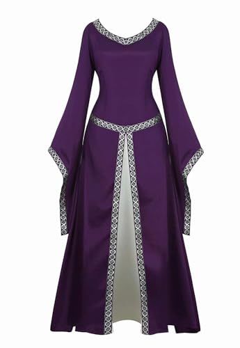 ZCXCsfp Renaissance-Kostüm für Damen, mittelalterliches Kleid, irisch, viktorianisch, Vintage, Halloween, Cosplay, violett, 46 ZCXCsfp Renaissance-Kostüm für Damen, mittelalterliches Kleid, irisch, viktorianisch, Vintage, Halloween, Cosplay, violett, 46 von ZCXCsfp