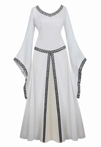 ZCXCsfp Renaissance-Kostüm für Damen, mittelalterliches Kleid, irisch, viktorianisch, Vintage, Halloween, Cosplay, weiß, 50 ZCXCsfp Renaissance-Kostüm für Damen, mittelalterliches Kleid, irisch, viktorianisch, Vintage, Halloween, Cosplay, weiß, 50 von ZCXCsfp