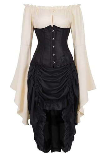 ZCXCsfp Renaissance-Kostüm für Damen, mittelalterliches Kleid, irisch, viktorianisch, Vintage, Halloween, Übergröße (3-teiliges Set, M) von ZCXCsfp