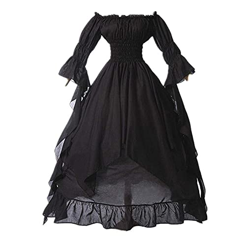ZCXCsfp Viktorianisches Kleid für Damen, Renaissance, Retro, Mittelalter, irisch, lang, schulterfrei, Gothic, Maxi, Pirat, Bauernkleid, Rüschen, mehrlagig, Schwarz, Größe 3XL ZCXCsfp Viktorianisches Kleid für Damen, Renaissance, Retro, Mittelalter, irisch, lang, schulterfrei, Gothic, Maxi, Pirat, Bauernkleid, Rüschen, mehrlagig, Schwarz, Größe 3XL von ZCXCsfp