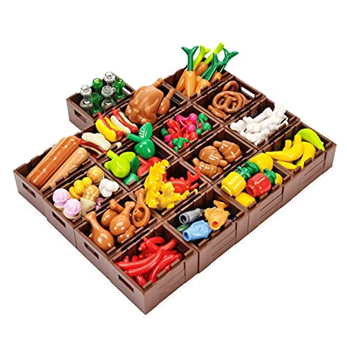 ZCXX Thema Essen Set mit Ausstellungsstand Vitrine kompatibel mit Lego Minifiguren von ZCXX
