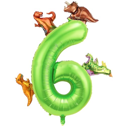 40 Zoll Grün Zahlenballon 6 mit 4 Mini Dinosaurier Ballon für Dinosaurier Thema Geburtstag Party Dekorationen 40 Zoll Grün Zahlenballon 6 mit 4 Mini Dinosaurier Ballon für Dinosaurier Thema Geburtstag Party Dekorationen von ZCYLPT